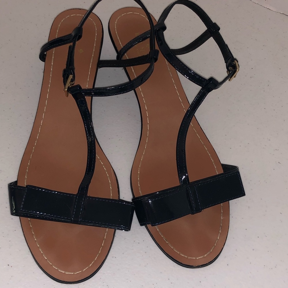 Kate Spade navy patent leather bow sandals 10